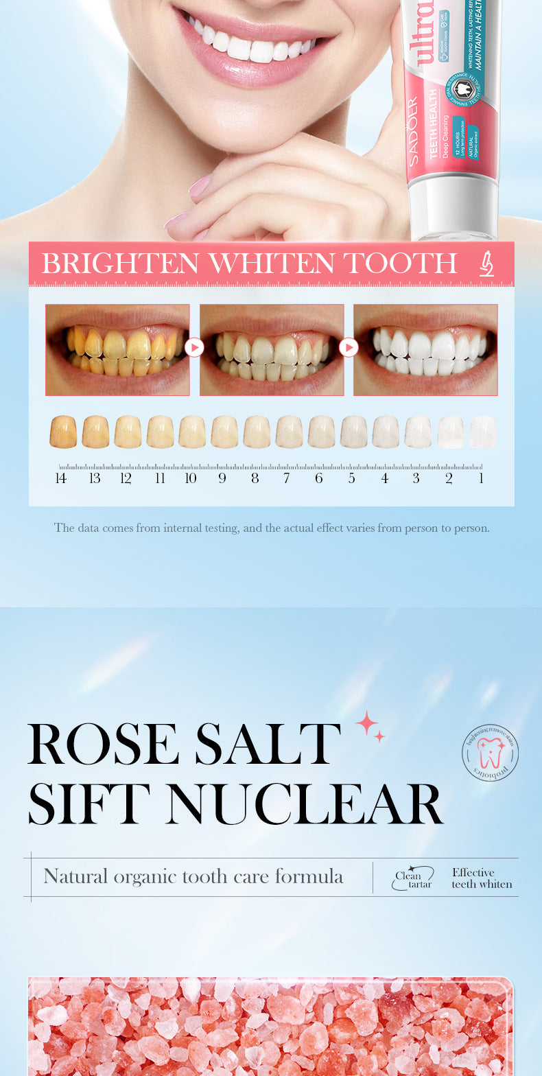 Rose Salt Brightening Stain Removal Toothpaste SADOER Oral Teeth Gum Care Plant-Based Toothpaste  Wholesale
