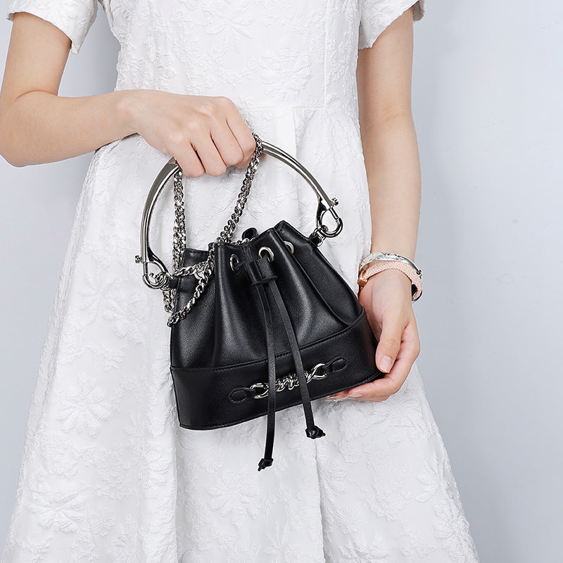 European and American Style Bucket Bag High-Quality Texture Fashion Women's Bag Drawstring Handbag Niche Versatile Shoulder Crossbody Bag for Women