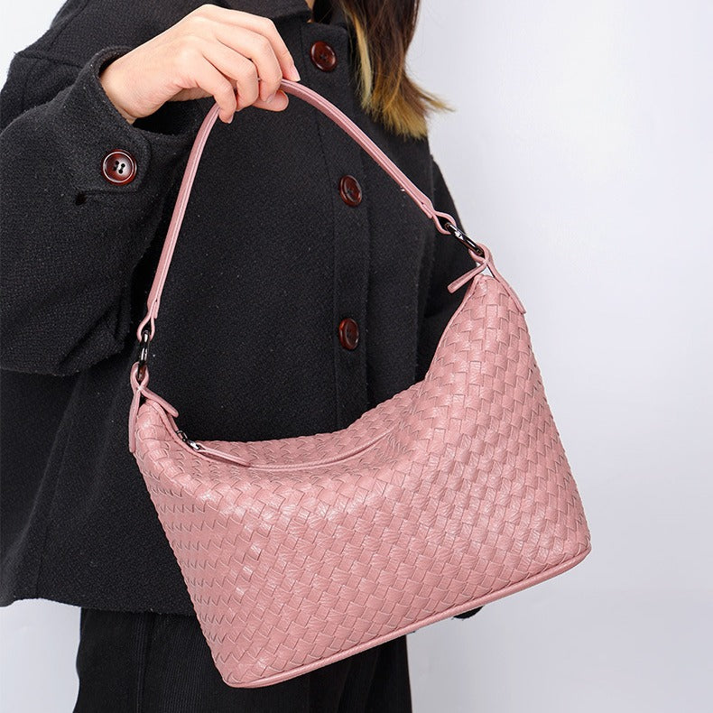 New Simple Basket Bag for Women, Single Shoulder Bag, Underarm Bag, Versatile Handwoven Design, Large Capacity Women's Bag