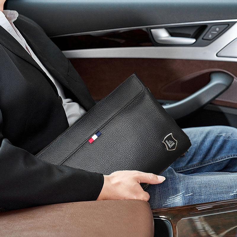 Anti-theft Fingerprint Lock Clutch Bag Men's Pure Top Layer Cowhide Business Casual Genuine Leather Handbag Anti-theft Lock Buckle