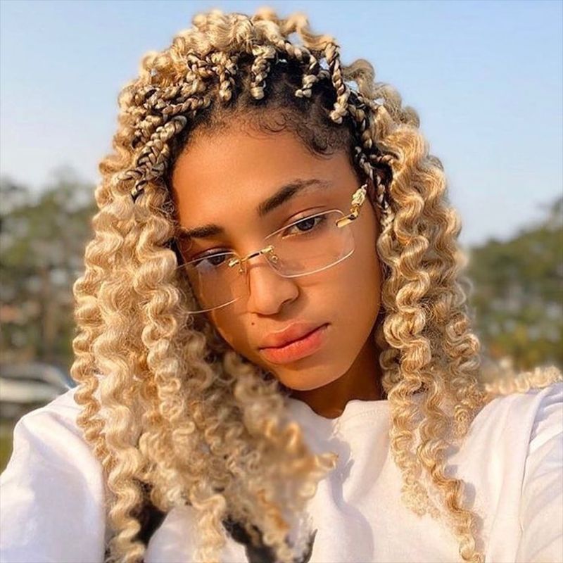 New Fashion Small Frame Square Sunglasses Men's Sunglasses Women's European and American Trendy Rimless Sunglasses Men