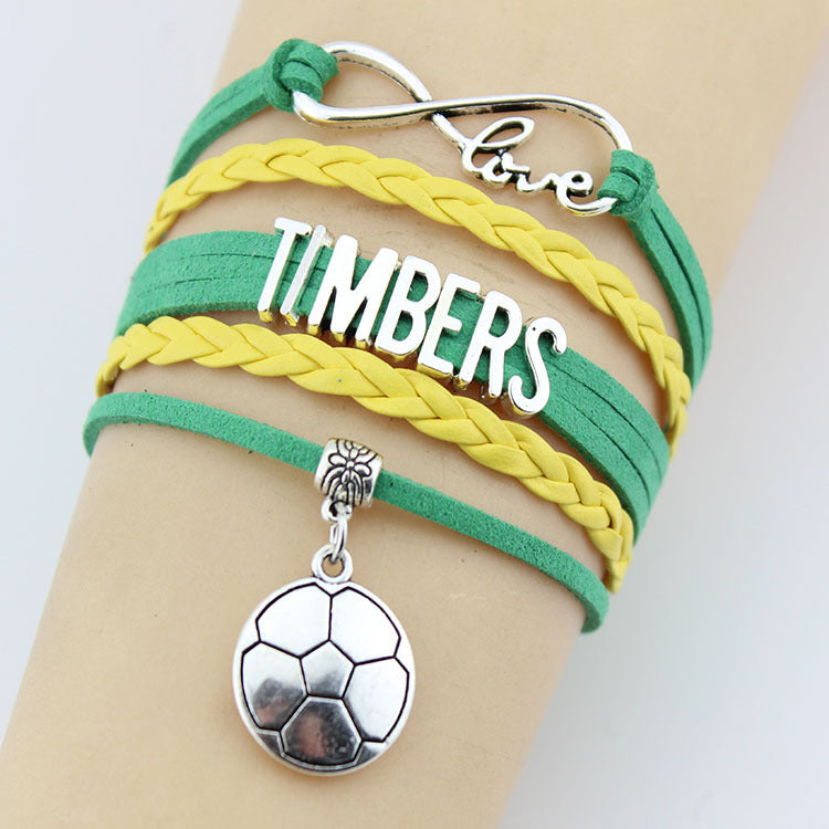 Hand-woven Sports Bracelet Men's Multi-layer Football Pendant Bracelet soccer Letter Braided Bracelet