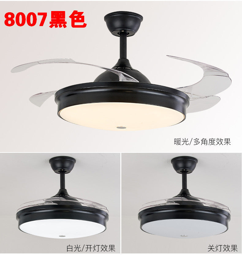 Invisible Fan Light Remote Control led Fan Chandelier Home Electric Fan Lamp scandinavian Iron Restaurant Lamp Crystal Ceiling Fan Lamp