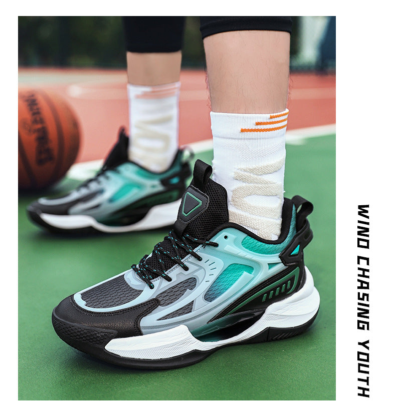 Four Seasons New Luminous Mesh Breathable Men's Shoes Casual Trendy Basketball Shoes High Elastic Cushioning Wear-Resistant Non-Slip Sports Shoes
