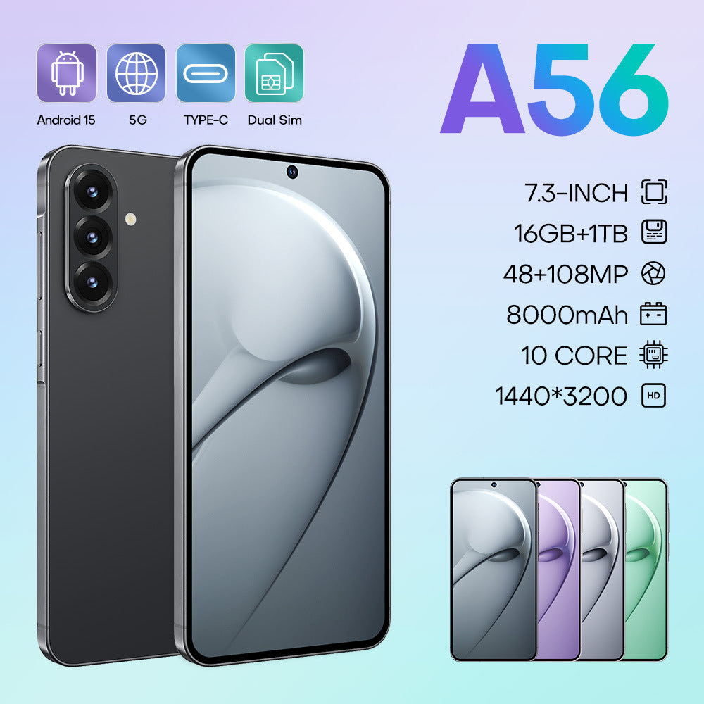 A56New Smart5G Mobile Phone7.3incell Notch Screen16+1TB Wholesale Source Factory