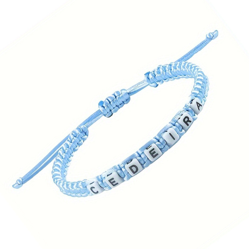 Hand-woven Colorful Bracelet for Women, Stretchable Gift Bracelet CEDEIRA Acrylic Letter Woven Bracelet
