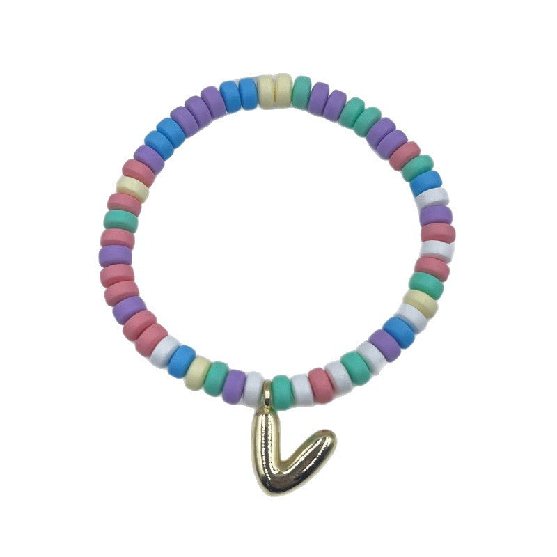 Bubble Balloon Letter Bracelet Best Friend Friendship Gift Sweet Bracelet Colorful Soft Clay Abacus Bead Bracelet