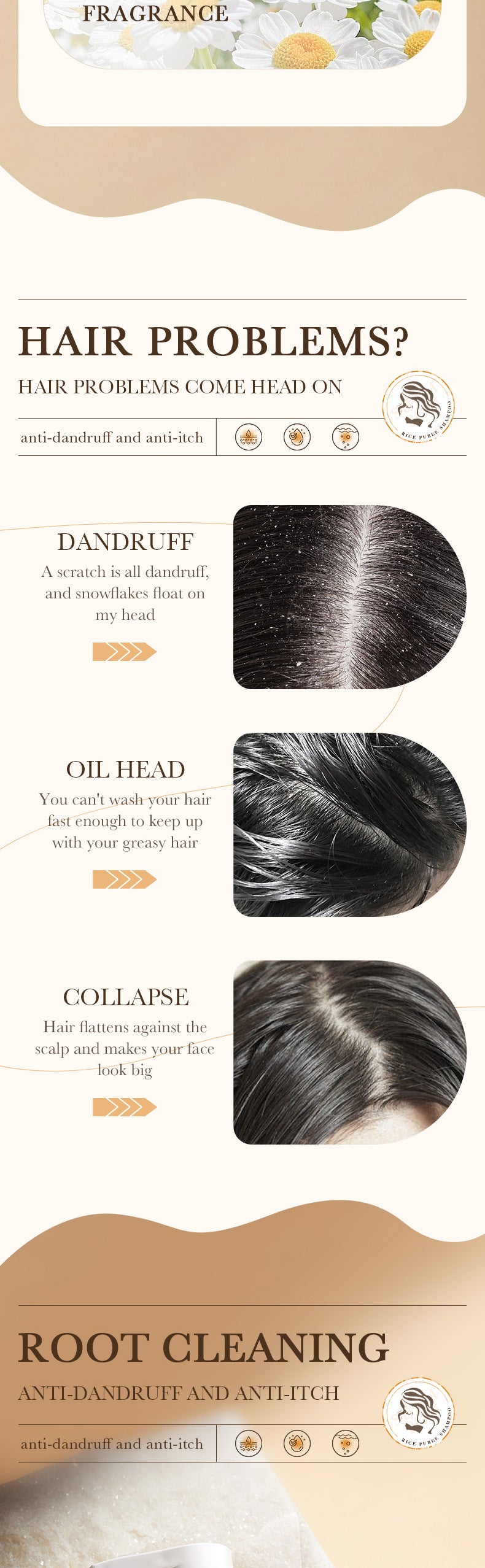 BIOAOUA Rice Puree Shampoo Anti-Dandruff Oil Control Volumizing Long-Lasting Fragrance Hair Wash Foreign Trade