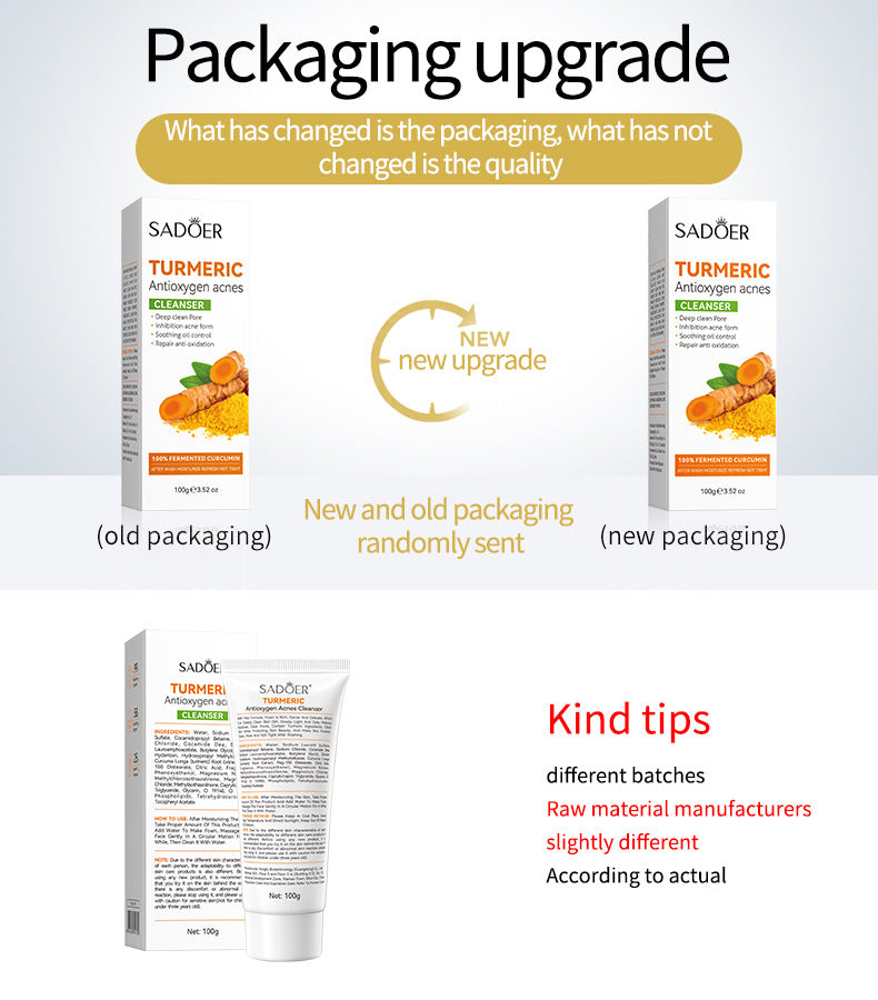 Full English Turmeric Skincare Set SADOER Cleansing, moisturizing, hydrating five-piece set for  foreign trade wholesale