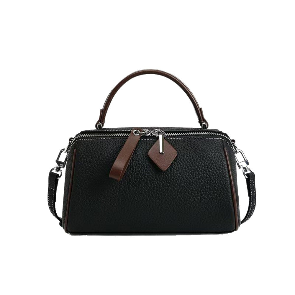 Niche Color-Block Genuine Leather Handbag for Women2025New Fashion Versatile Pillow Bag Stylish Single Shoulder Crossbody Bag