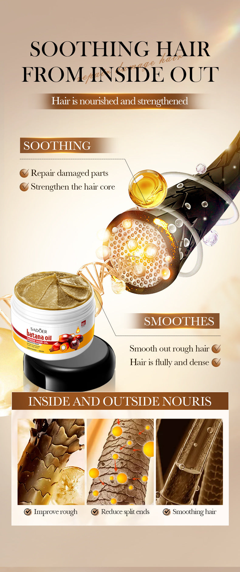 Batahana Hair Oil SADOER Scalp Soothing Smooth Conditioner Cross-Border Wholesale