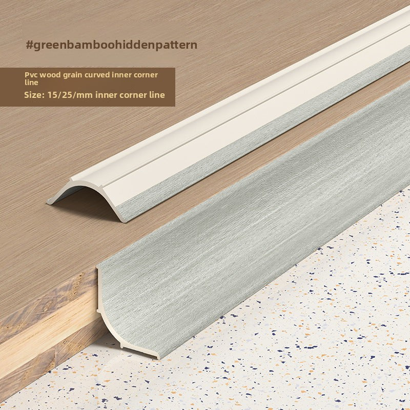 Green Bamboo Hidden Pattern corner line features a wood grain design in beige and gray colors.