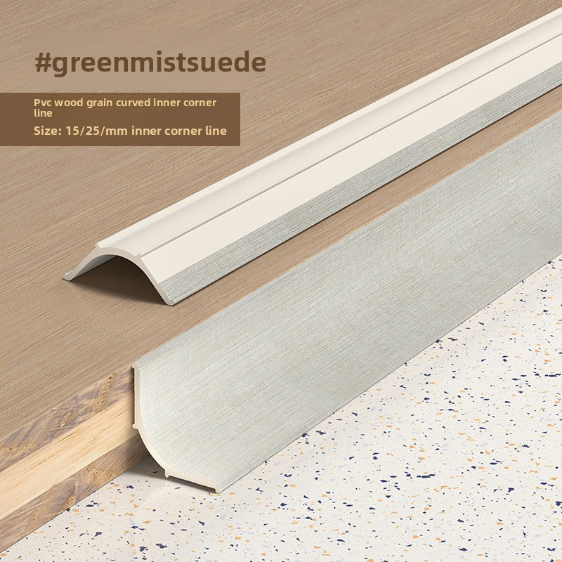 Green Mist Suede inner corner line in wood grain finish, showcasing 15/25mm size.