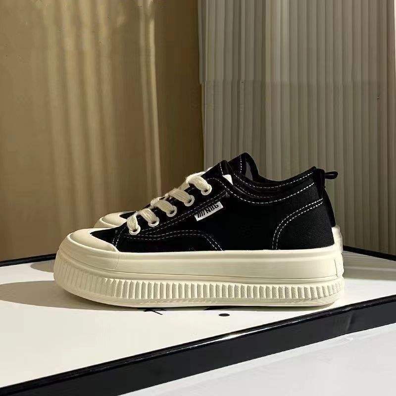 Yuechen Thick-Soled Canvas Shoes for Women, Versatile Breathable White Sneakers2025Spring and summer niche casual sneakers