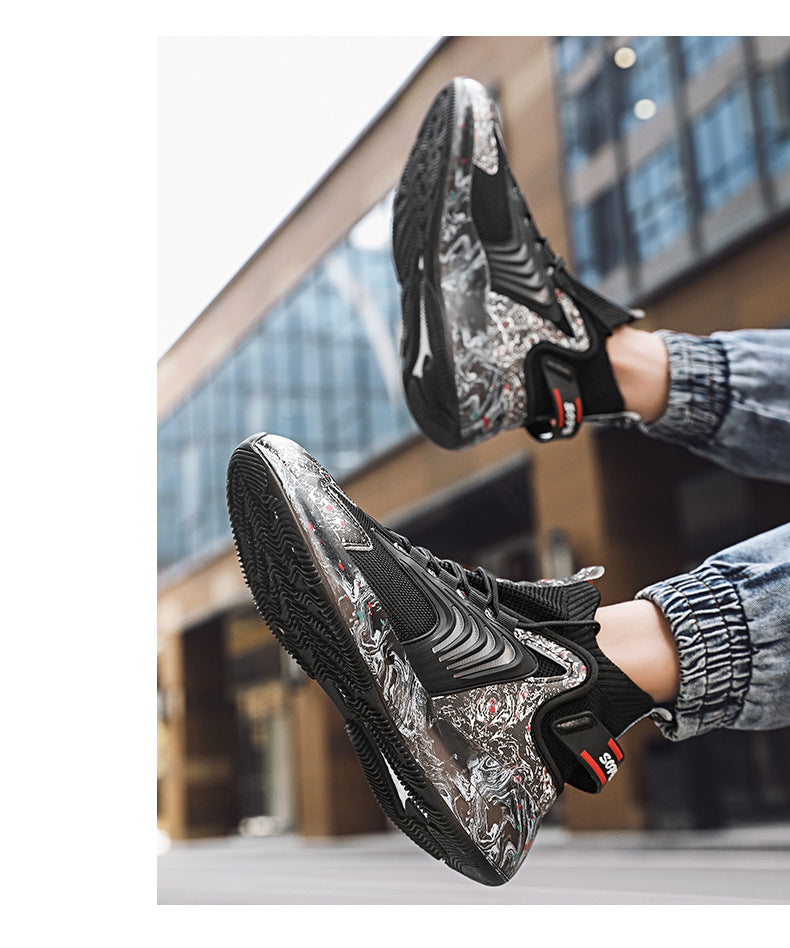 2025New National Fashion Casual Shoes Breathable Mesh Patchwork Men's Shoes Thick Sole Height Increasing Non-Slip Wear-Resistant Sports Shoes