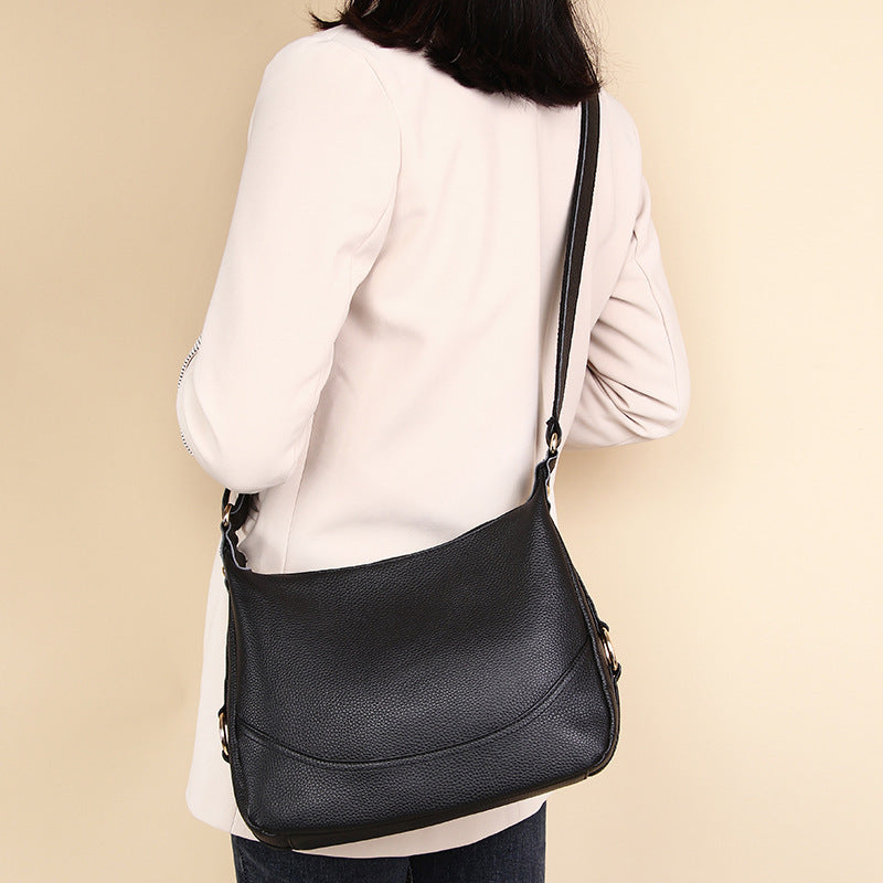 Guangzhou Shiling Genuine Leather Women's Bag for Middle-aged and Elderly Mothers, Multi-pocket Large Capacity Single Shoulder Crossbody Bag Trend
