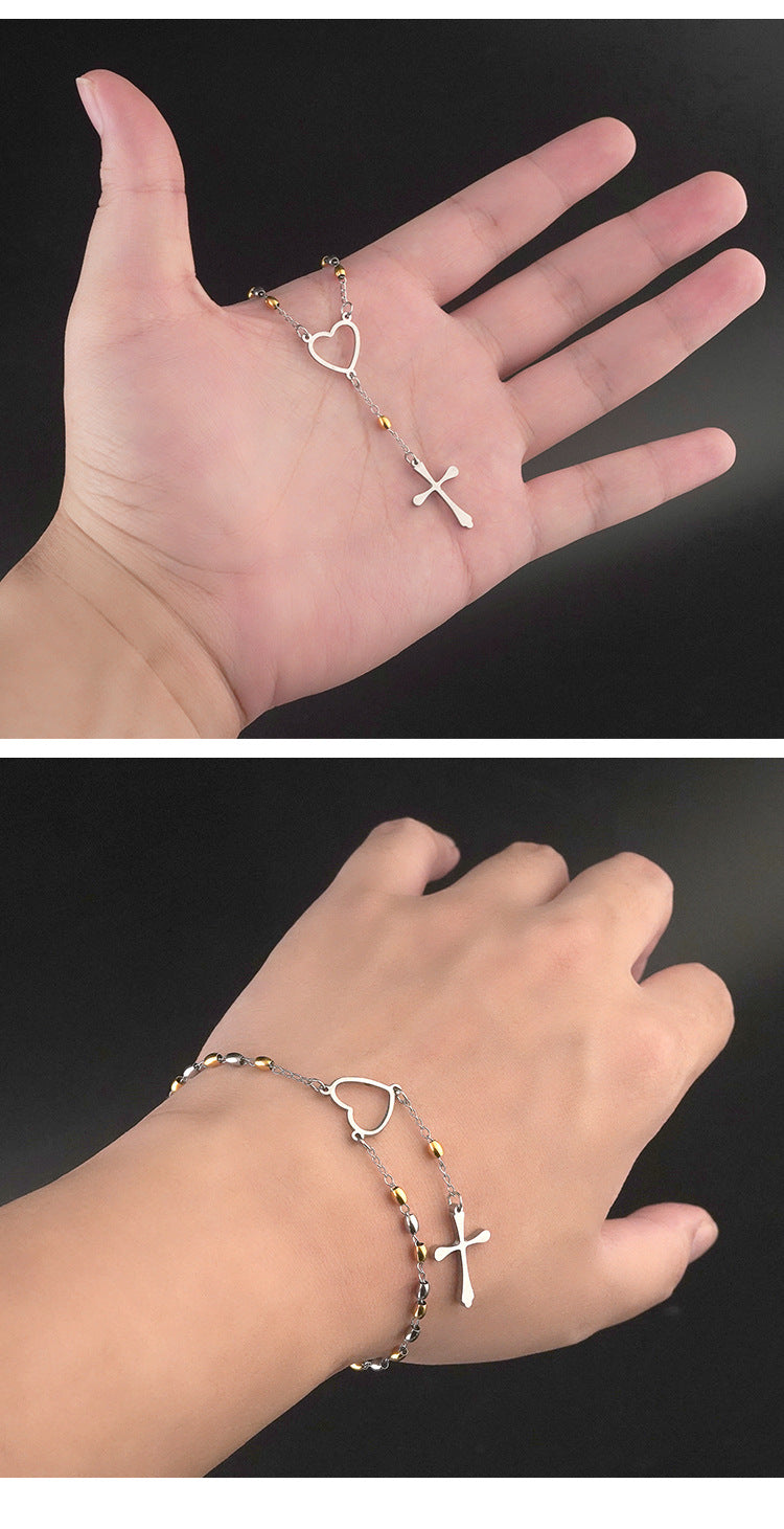 New Adjustable Personality Temperament Titanium Steel Jewelry Stainless Steel Niche Design Virgin Mary Cross Bracelet