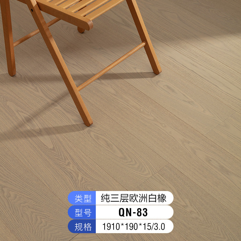 Source Factory European White Oak Pure Three-Layer Solid Wood Flooring for Underfloor Heating Modern Style Villa Home Use ENF Environmental Protection