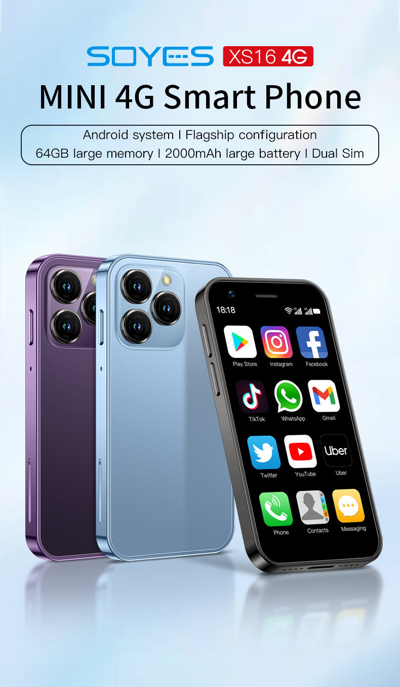 XS16All Netcom4G Mini Mobile Phone Ultra Small Pocket Four Core Android Smart Phone Google