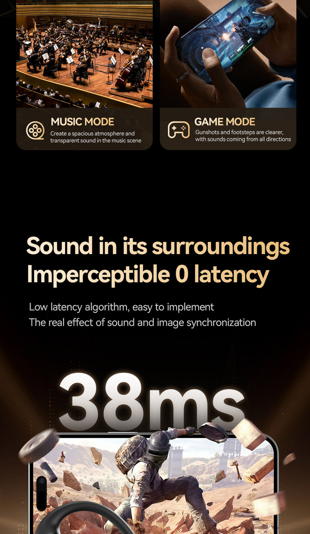 New M145Long Battery Life Ear-Hook and In-Ear Headphones Private Model Low Latency Wireless Bluetooth Earphones