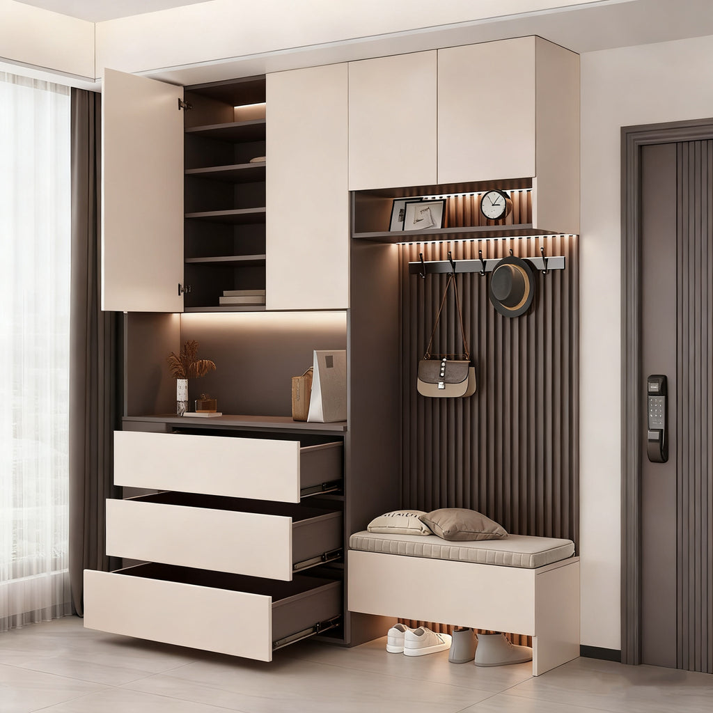 Custom Aluminum Alloy Shoe Cabinet Entryway Cabinet Home Doorway Wall-Mounted Hallway Cabinet Simple Modern Storage Integrated Cabinet