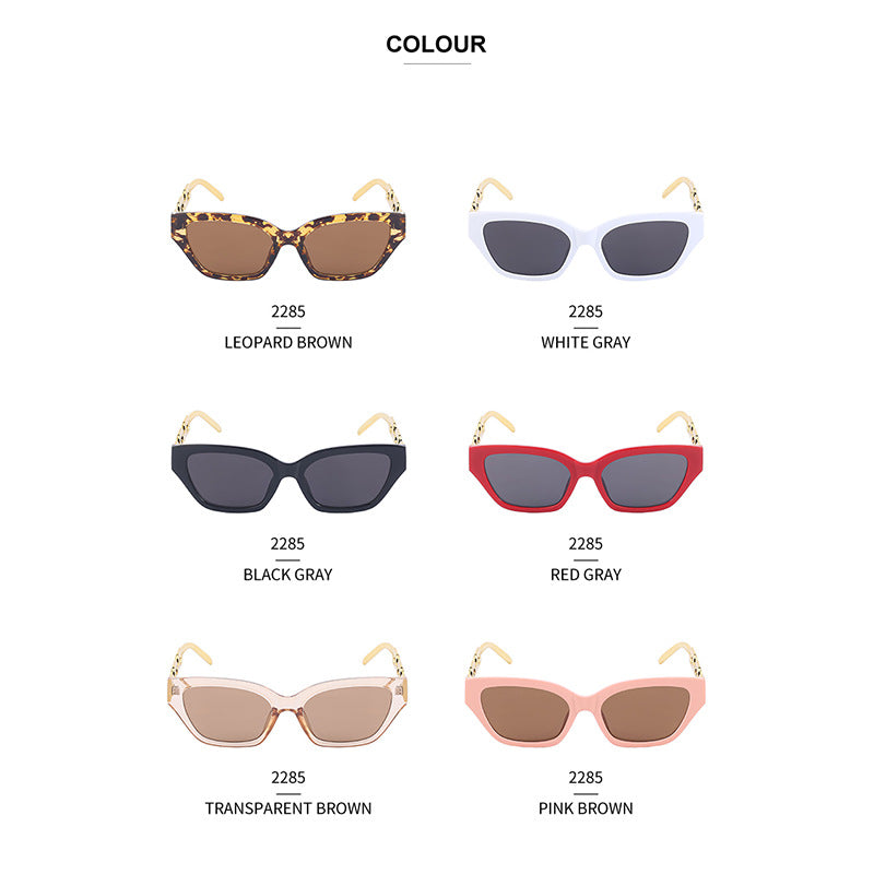 European and American Small Frame Cat Eye Sunglasses for Women, New High Altitude Style, Internet Celebrity Thick Chain Sunglasses, Trendy Women's Glasses Wholesale