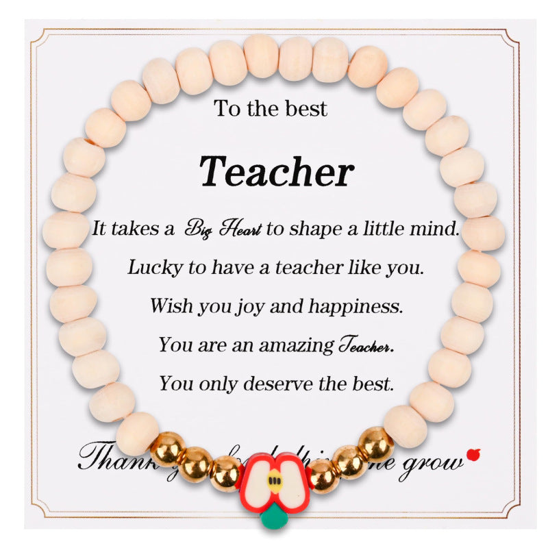 Teacher's Day Heartwarming Bracelet Niche High-end Gift teacher Card Bead Apple Thank You Teacher Bracelet