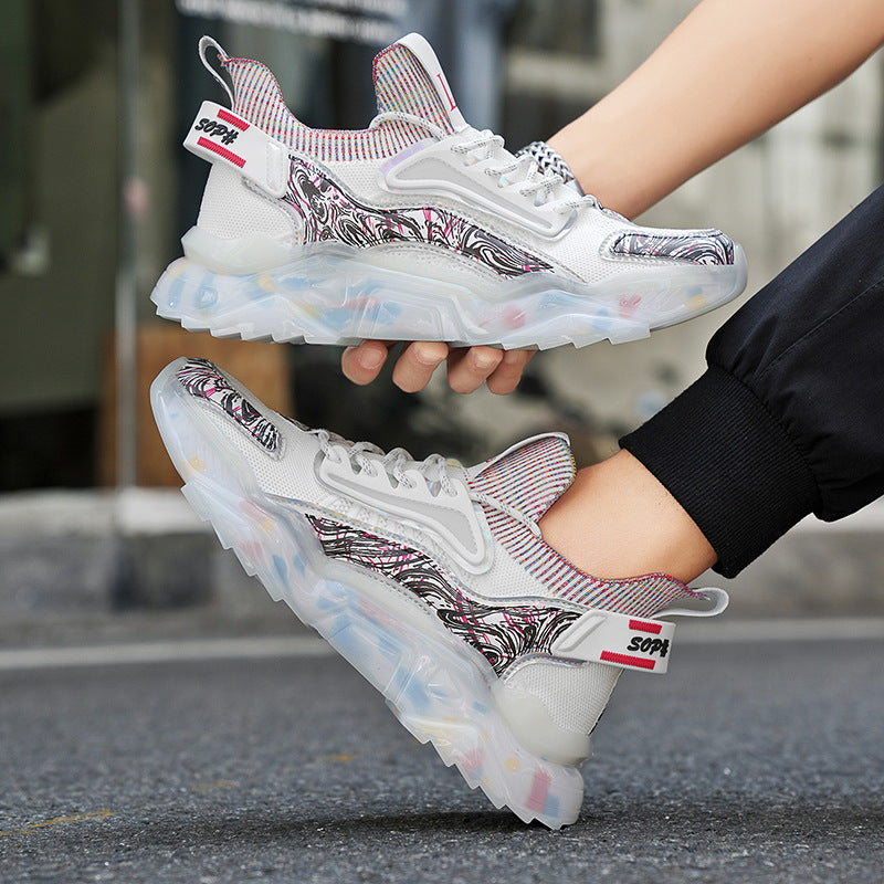 Men's Sports Shoes Autumn Non-Slip Wear-Resistant Running Shoes Versatile Youth Flyknit Breathable Mesh Shoes Retro Trendy Shoes