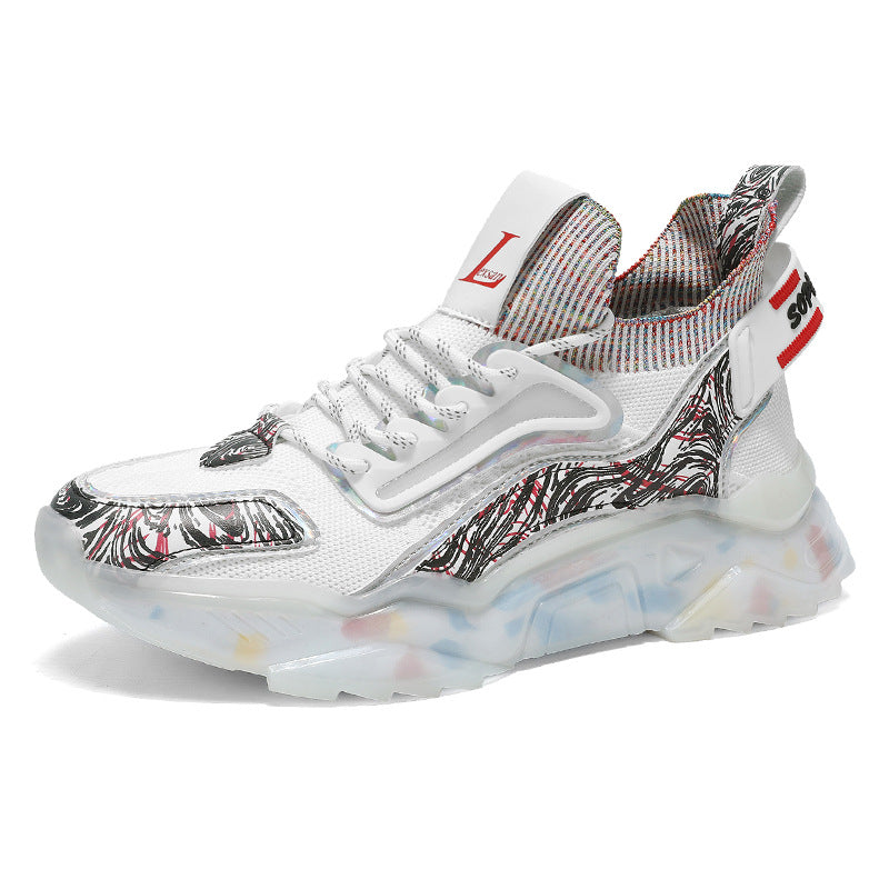 Men's Sports Shoes Autumn Non-Slip Wear-Resistant Running Shoes Versatile Youth Flyknit Breathable Mesh Shoes Retro Trendy Shoes