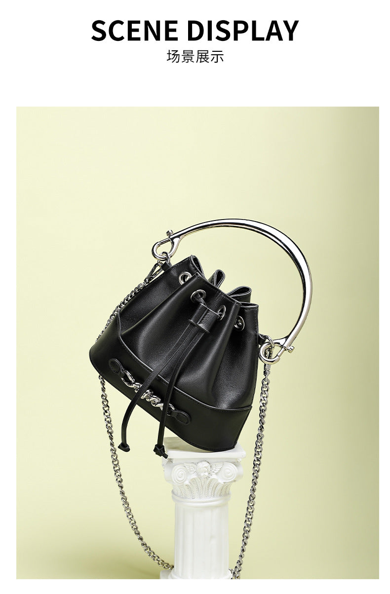 European and American Style Bucket Bag High-Quality Texture Fashion Women's Bag Drawstring Handbag Niche Versatile Shoulder Crossbody Bag for Women