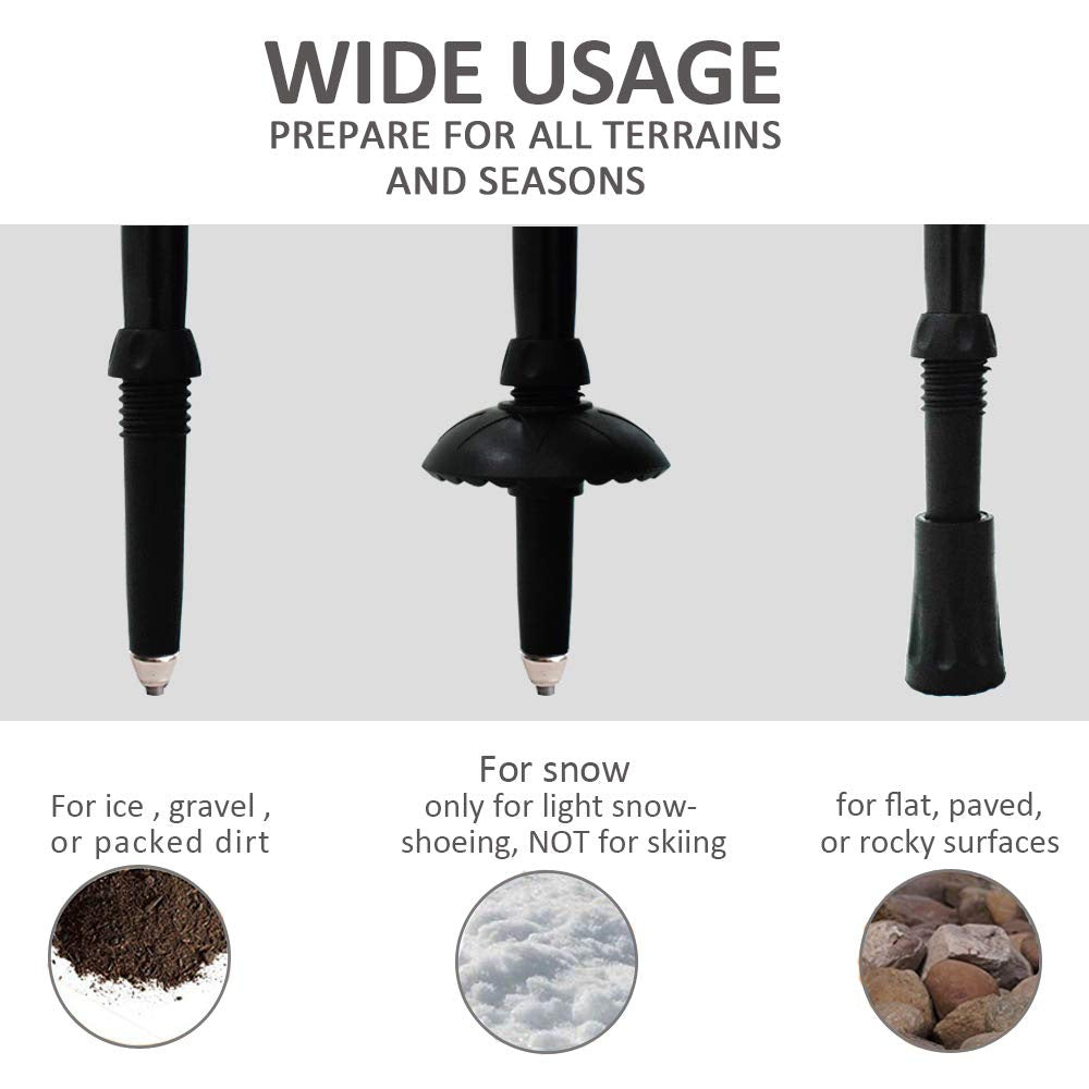 Jituo Hiking Pole Aluminum Alloy Three-Section Foldable Telescopic Walking Stick Non-Slip Portable Outdoor Canopy Tent Support Rod