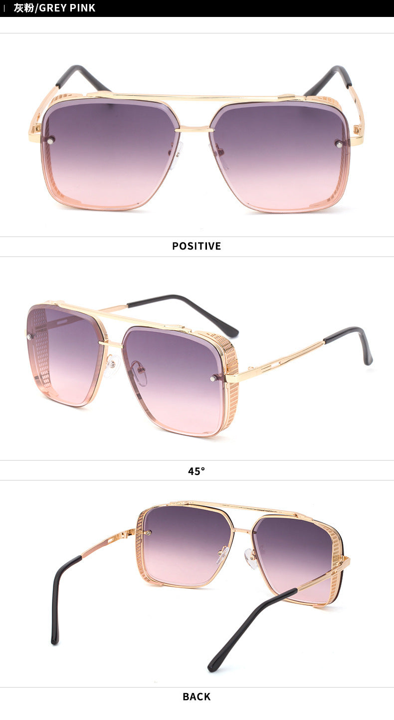 Steampunk Style Hollow Square Frame Double Bridge Sunglasses for Men Steampunk Sunglasses for Women European and American sunglasses