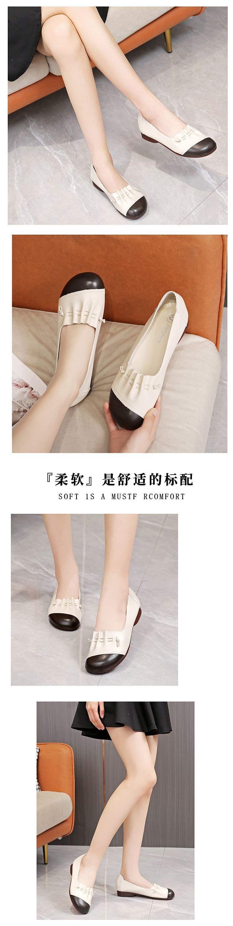 Soft Bottom2025New Spring and Summer Women's Casual Leather Shoes Flat Bottom Middle-aged and Elderly ladieswear Shoes Non-slip Women's Shoes