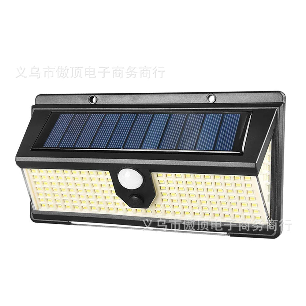 New solar light outdoor wall lamp190LED Human Body Sensor Garden Light Three-Sided Emitting Small Street Light with Colorful Lights