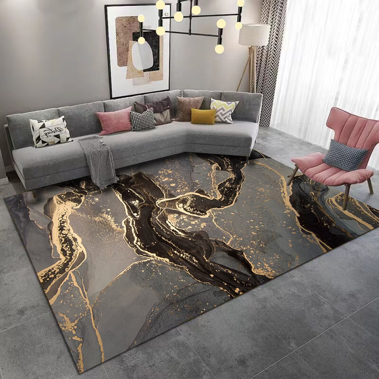 Living Room Carpet Stain Resistant Easy Care Crystal Velvet Carpet Home Sofa Coffee Table Rug Bedroom Wear-Resistant Non-Slip Mat