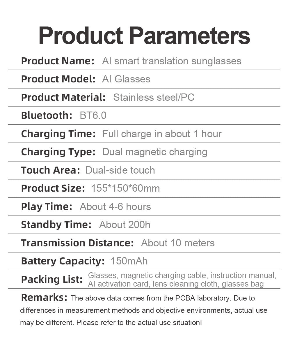 AI Translation Smart Bluetooth Glasses Sunglasses Sports Bluetooth Smart Audio Headphones Glasses Fashion Sunglasses