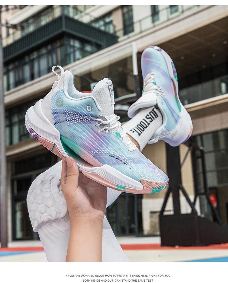 New Trendy Fashion Basketball Shoes Breathable Mesh Sports Shoes High Top Luminous Lightweight Comfortable Men's Sneakers