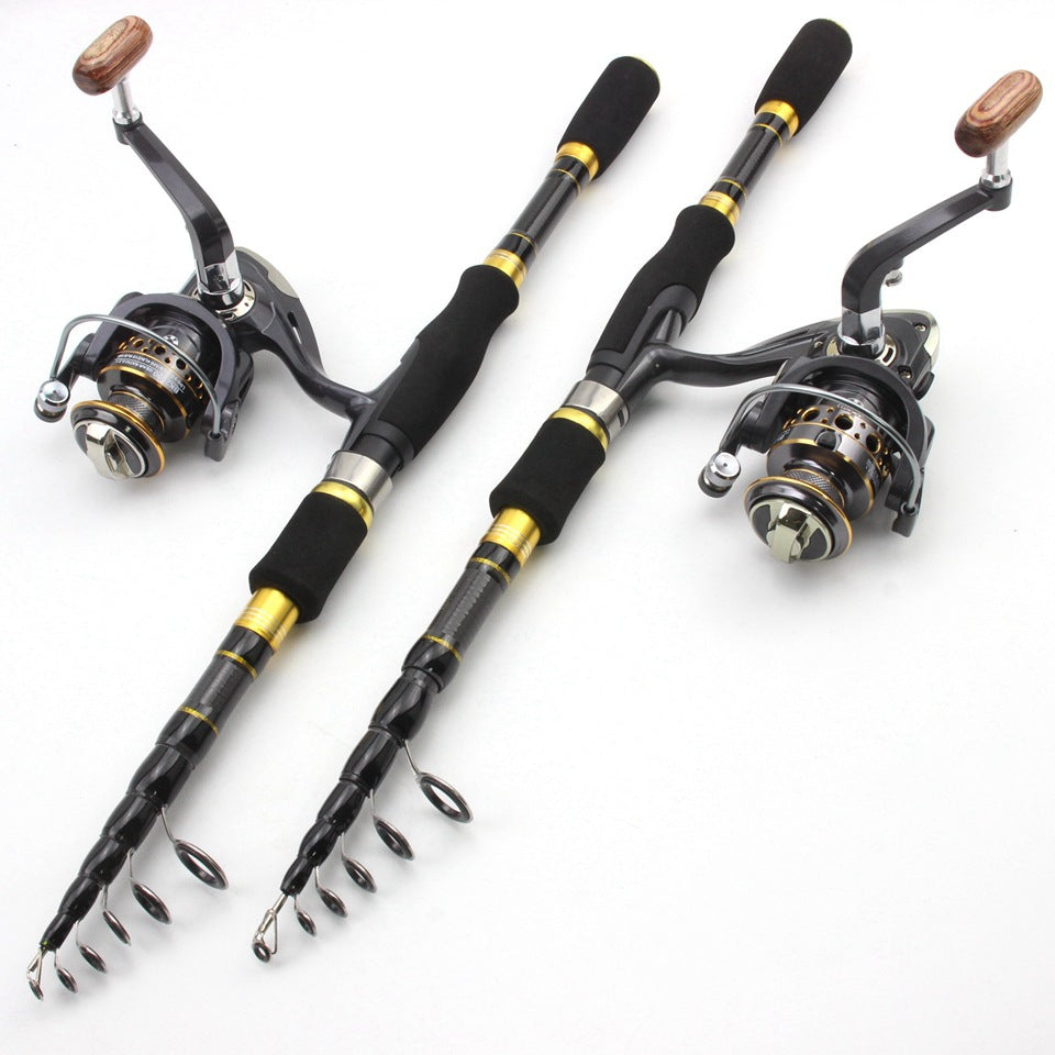 Wholesale Retractable Lure Rod Set Straight Handle Lure Spinning Reel Lure Bait Combination European and American Popular Fishing Gear