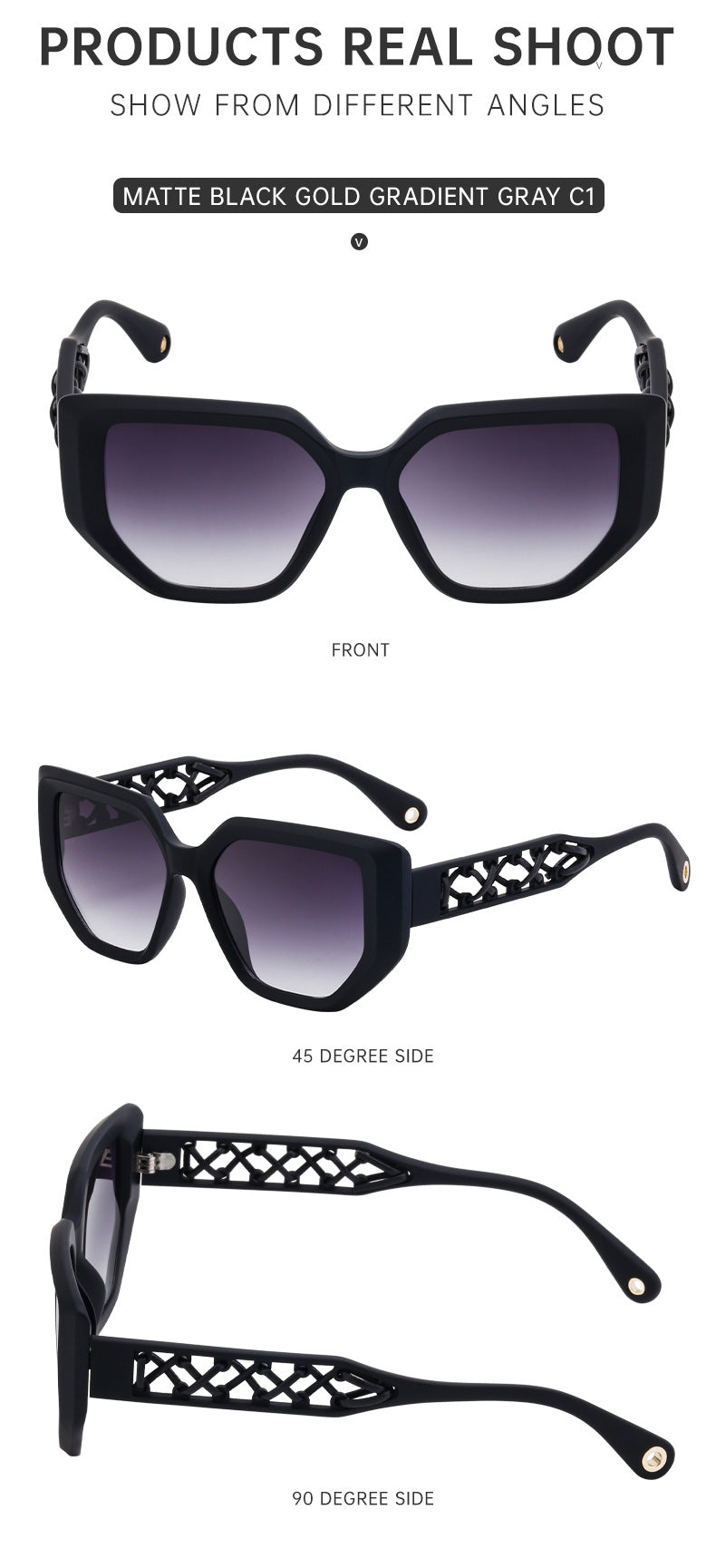 European and American Cat Eye Sunglasses for Women, High-End Hollow Frame Small Frame Sunglasses, Natural Look Glasses sunglasses