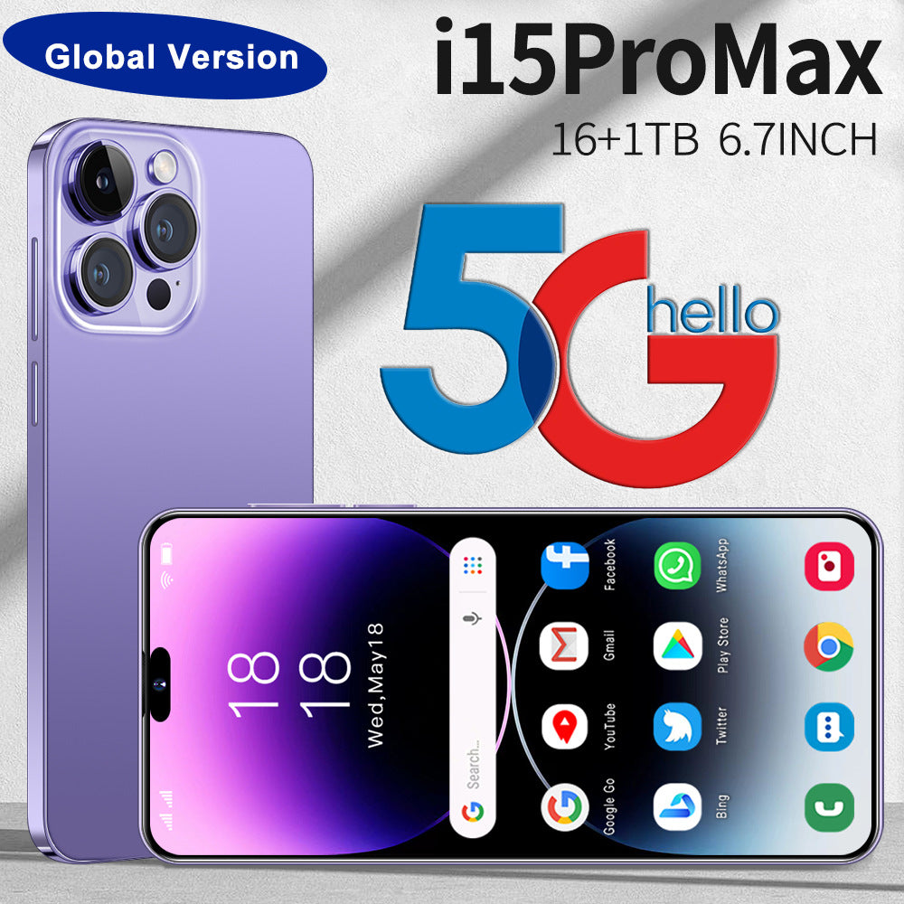 16+1T Smartphone i15ProMAX Hd6.8Large Screen In Stock New Wholesale Full Screen
