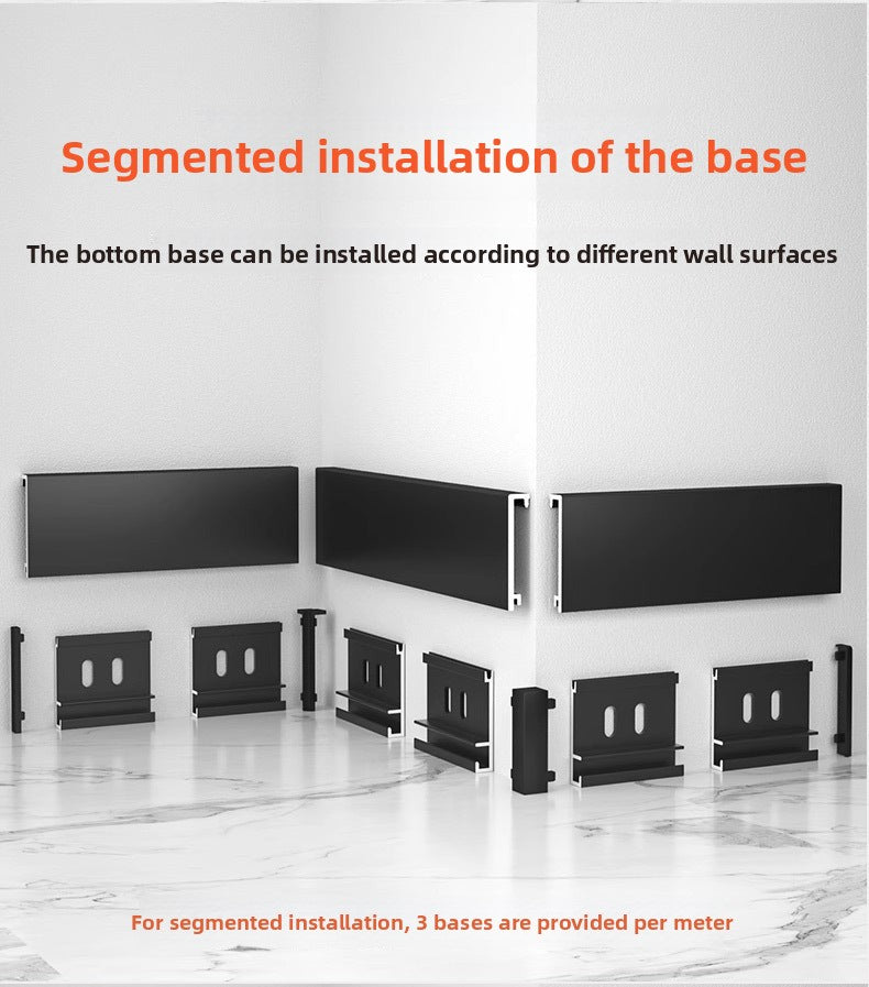 Trendy flat skirting board, thickened snap-on metal baseboard, ultra-narrow corner trim, aluminum alloy skirting board