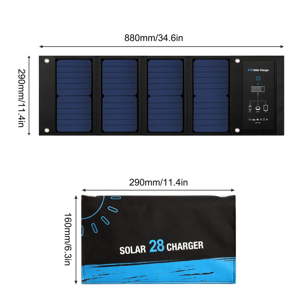 Portable Solar Panel 28W High Power High Quality Waterproof Foldable Outdoor Battery Charger