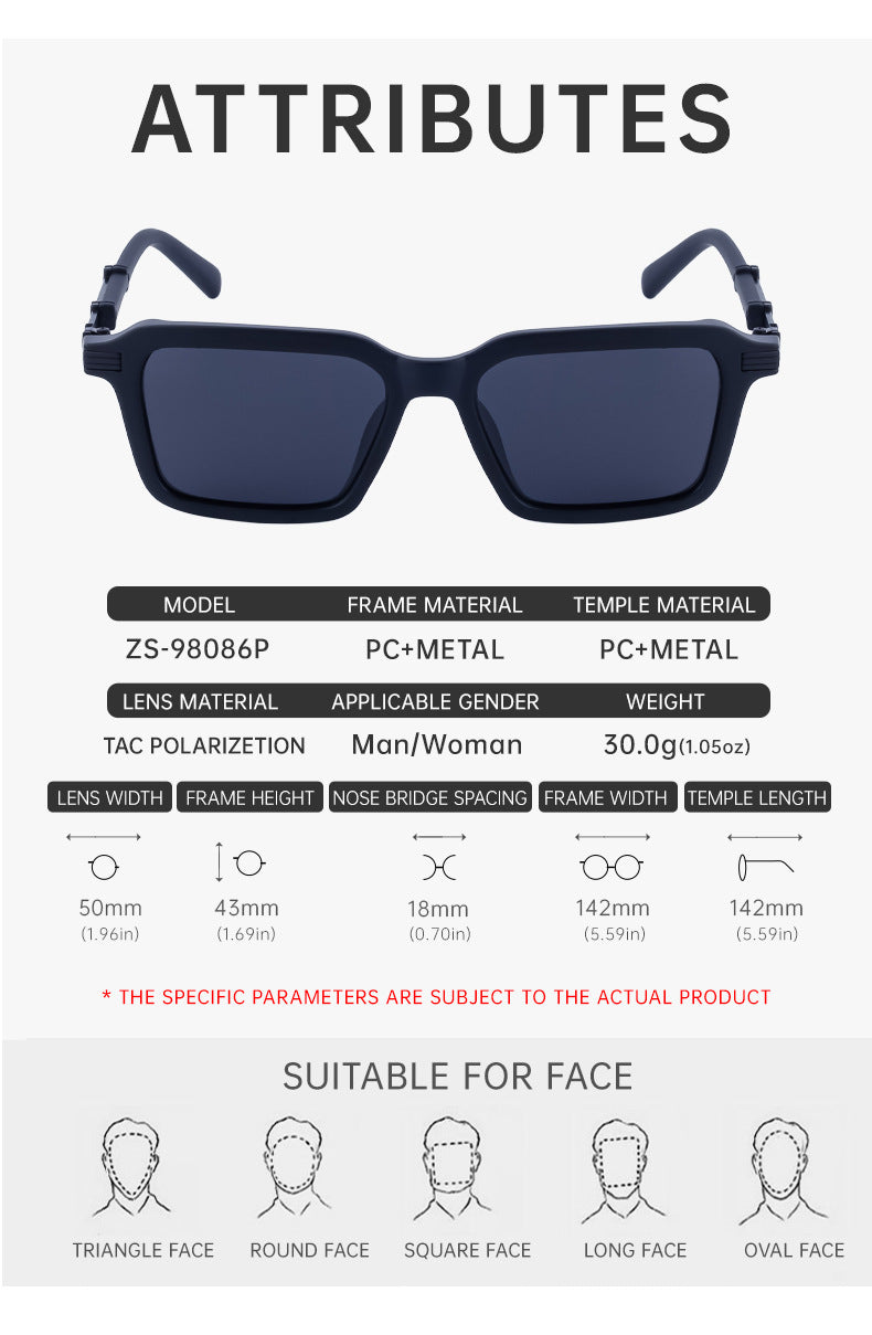 New European and American Fashion Polarized Sunglasses for Men Driving Anti-Glare Sunglasses Retro Punk Style Glasses shades