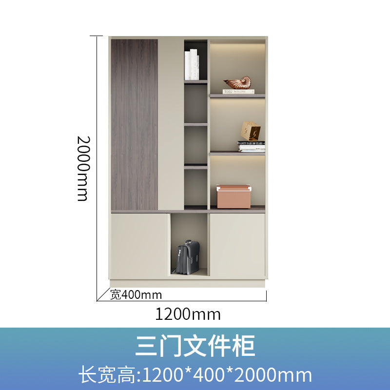 Office Bookshelf Boss Background Cabinet File Cabinet Wooden Document Cabinet Storage Cabinet Wall-Mounted Floor Cabinet