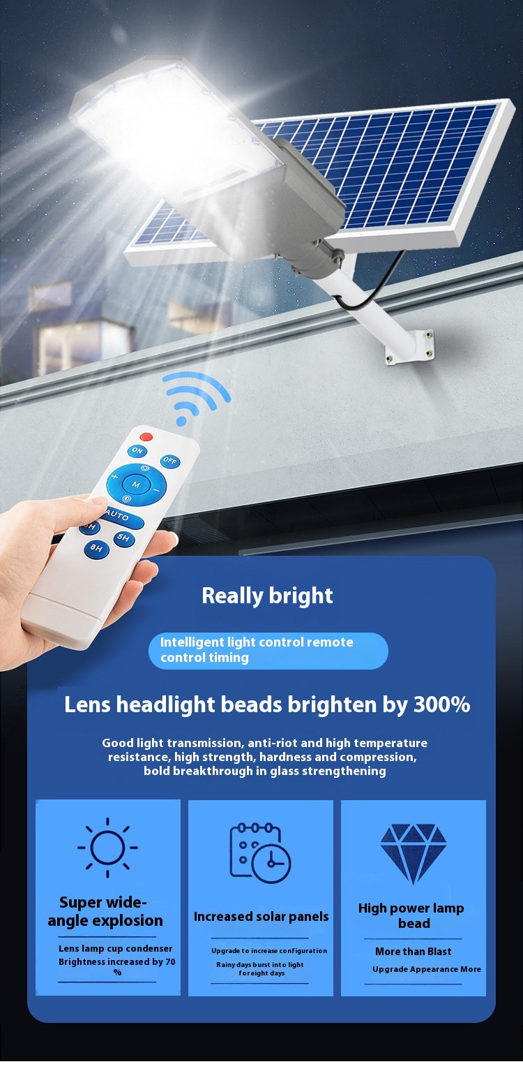 New Rural Lighting Engineering 6m Road Lamp Outdoor Solar LED Lamp Wide-Angle 4-Sided Aluminum Battery for Household Garden Use