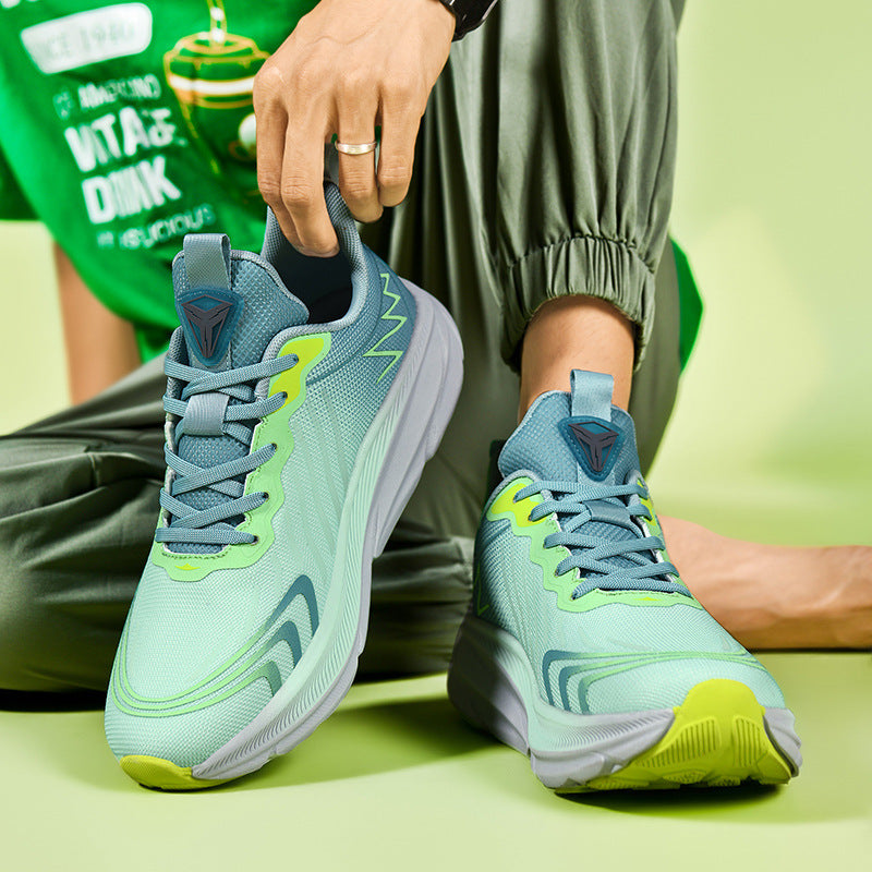 Foreign Trade New Running Shoes for Men and Women, Mesh Breathable Lightweight Cushioned Non-Slip Marathon Shoes for Long Distance Running and Jogging Training