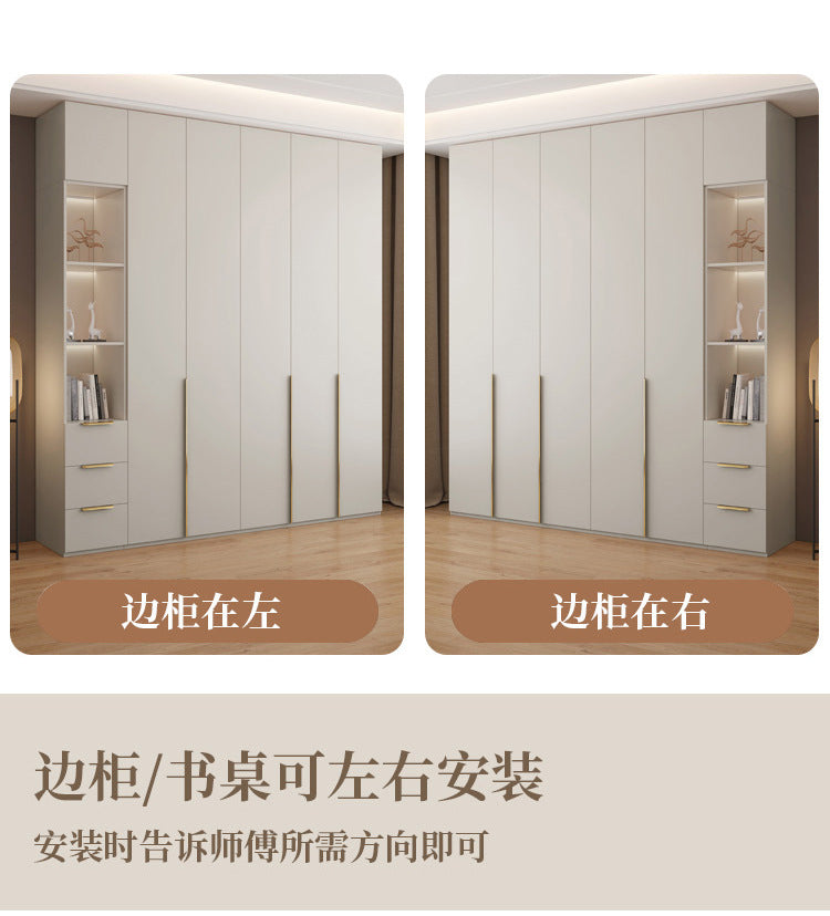 Custom Solid Wood Wardrobe for Home Bedroom Modern Simple Cream Style Hot-Selling Storage Cabinet One-Door to Ceiling Large Wardrobe
