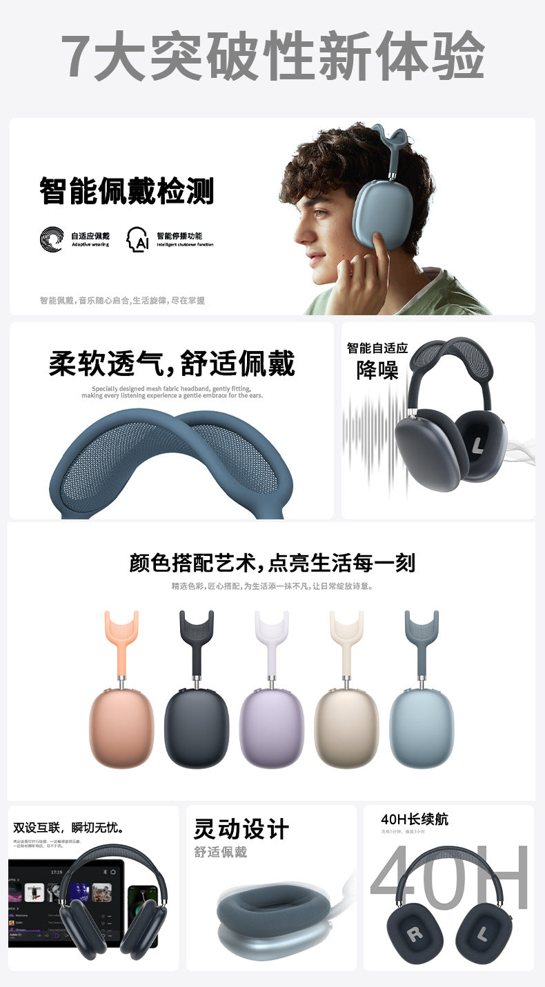 Bluetooth Wireless Over-Ear Headphones Full Coverage Comfortable Long Battery Life Customizable Bluetooth Headphones