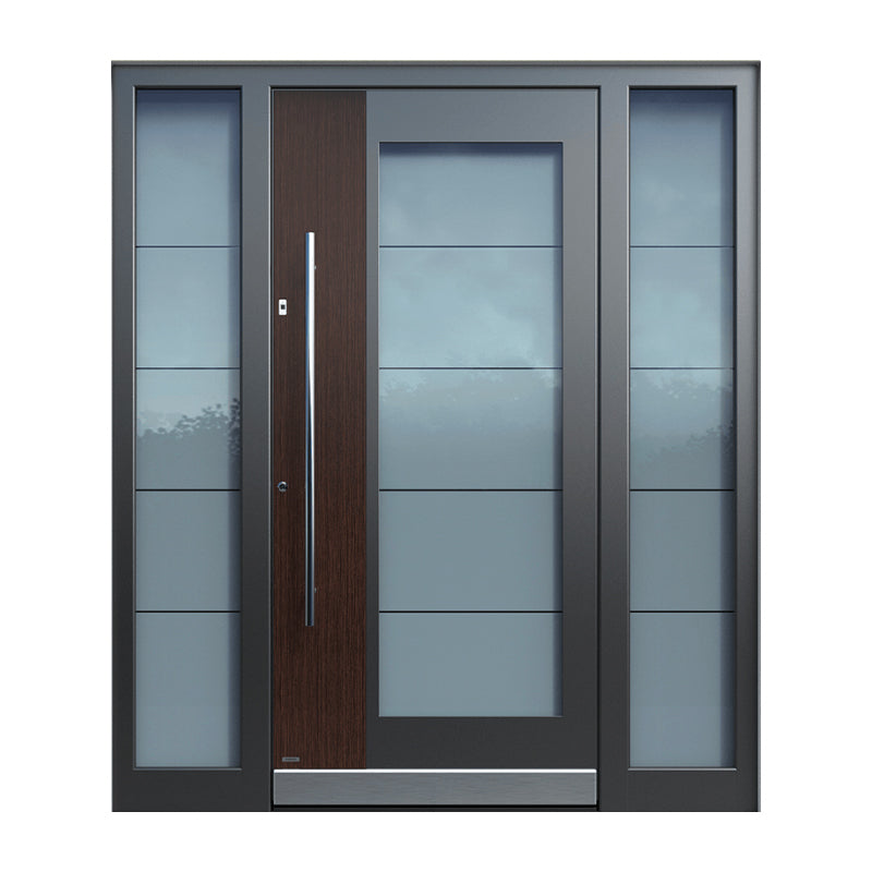 China Top Manufacturer Mexican Luxuory Exterior Metal Door With Glass Steel Pivot Doors With Side Lights