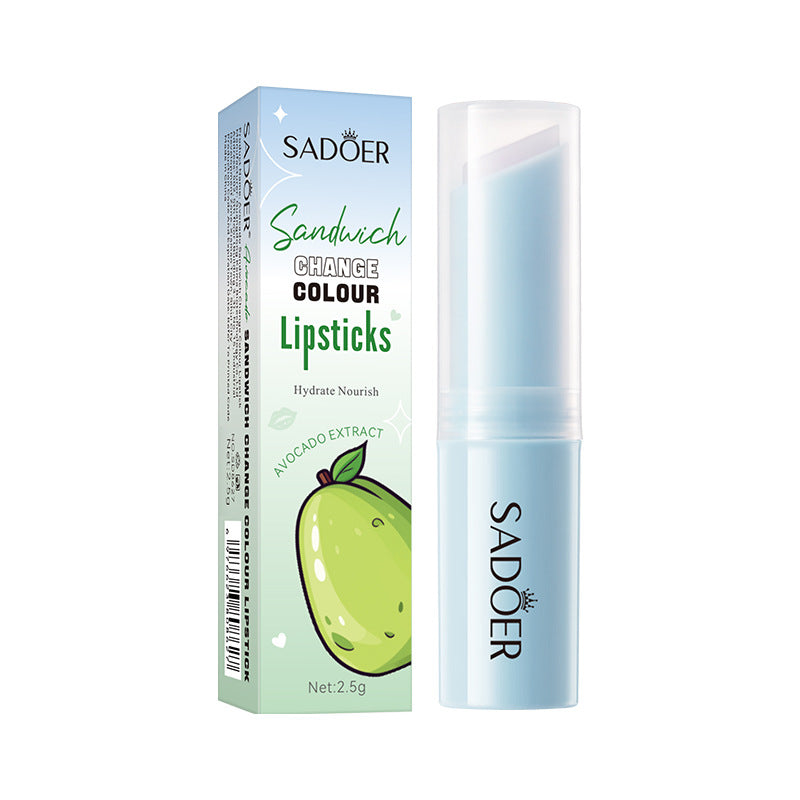 Full English Fruit Filled Temperature Changing Lip Balm SADOER Hydrating Moisturizing Temperature Changing Lip Balm for Foreign Trade